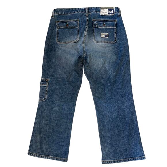 Vintage Y2K Cropped Jeans Low Rise Cargo Retro Flap Pockets - Picture 3 of 11